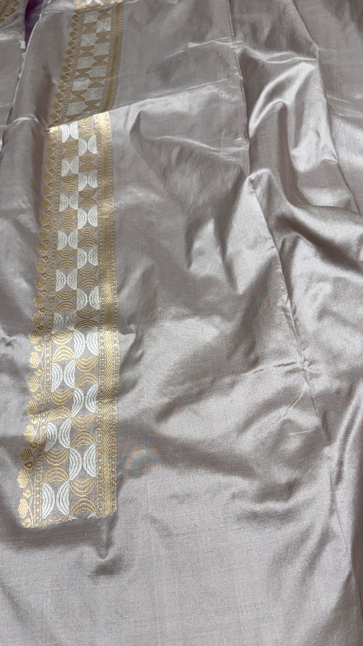 Silver Color Pure Banarasi Katan Silk Saree
