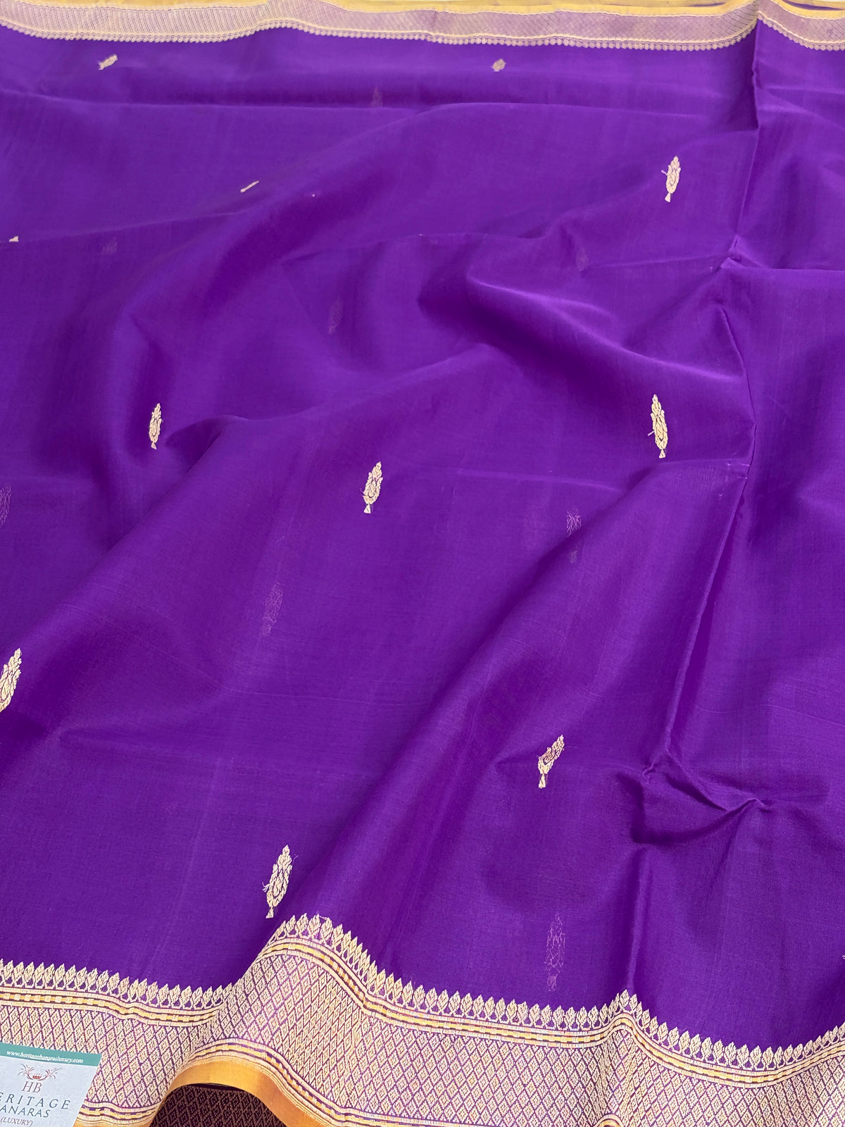 Purple Pure Kora Banarasi Saree with Kadhwa butti motifs