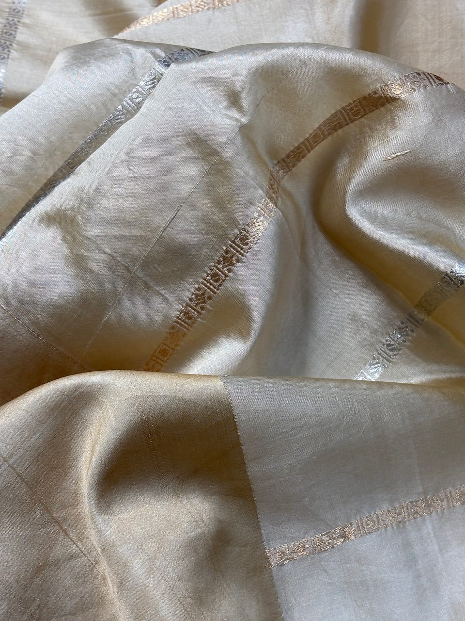 Beige Gold Mango Katan Banarasi Silk Handwoven Saree
