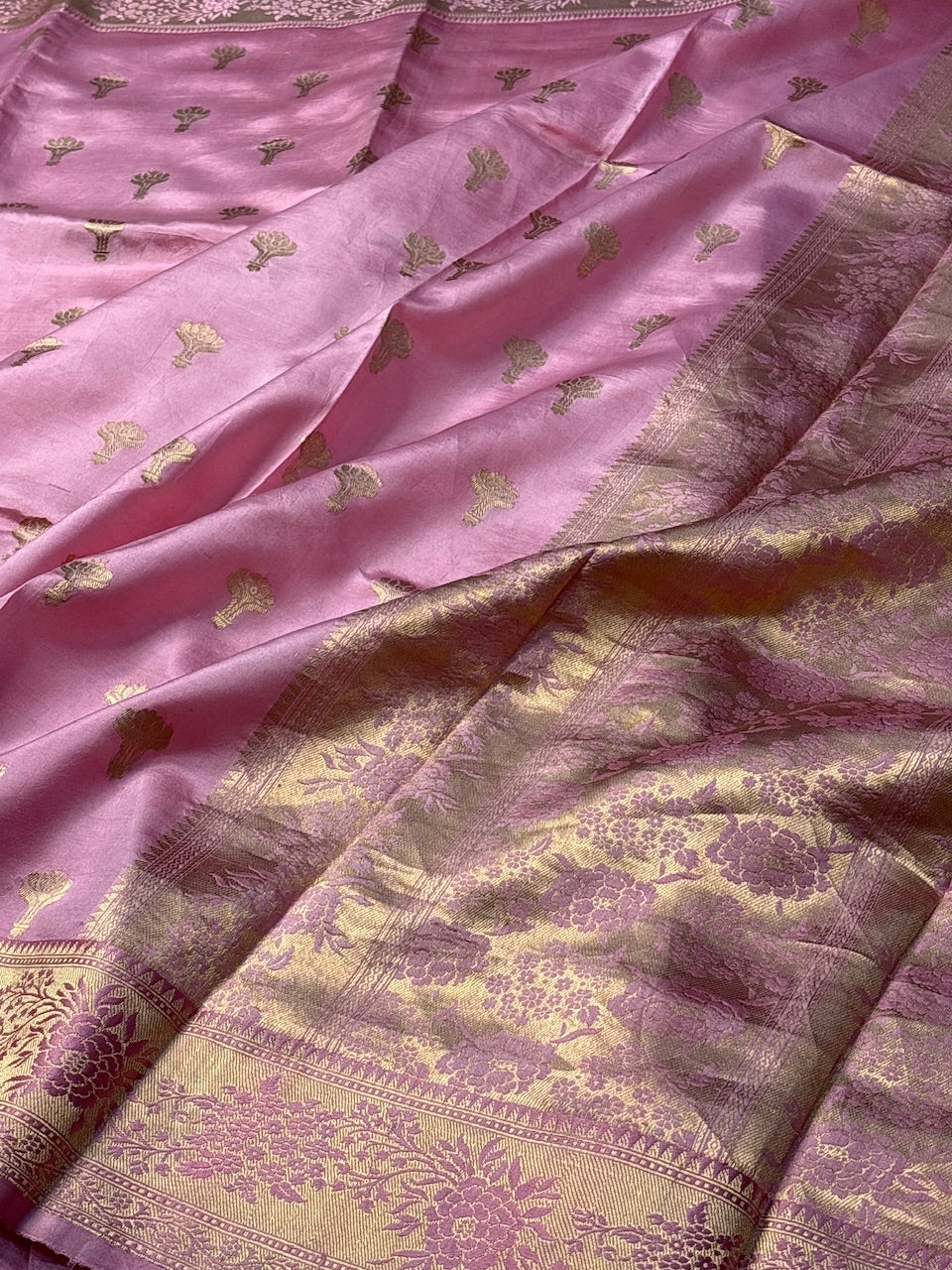 Pink Mango Katan Banarasi Silk Handwoven Saree