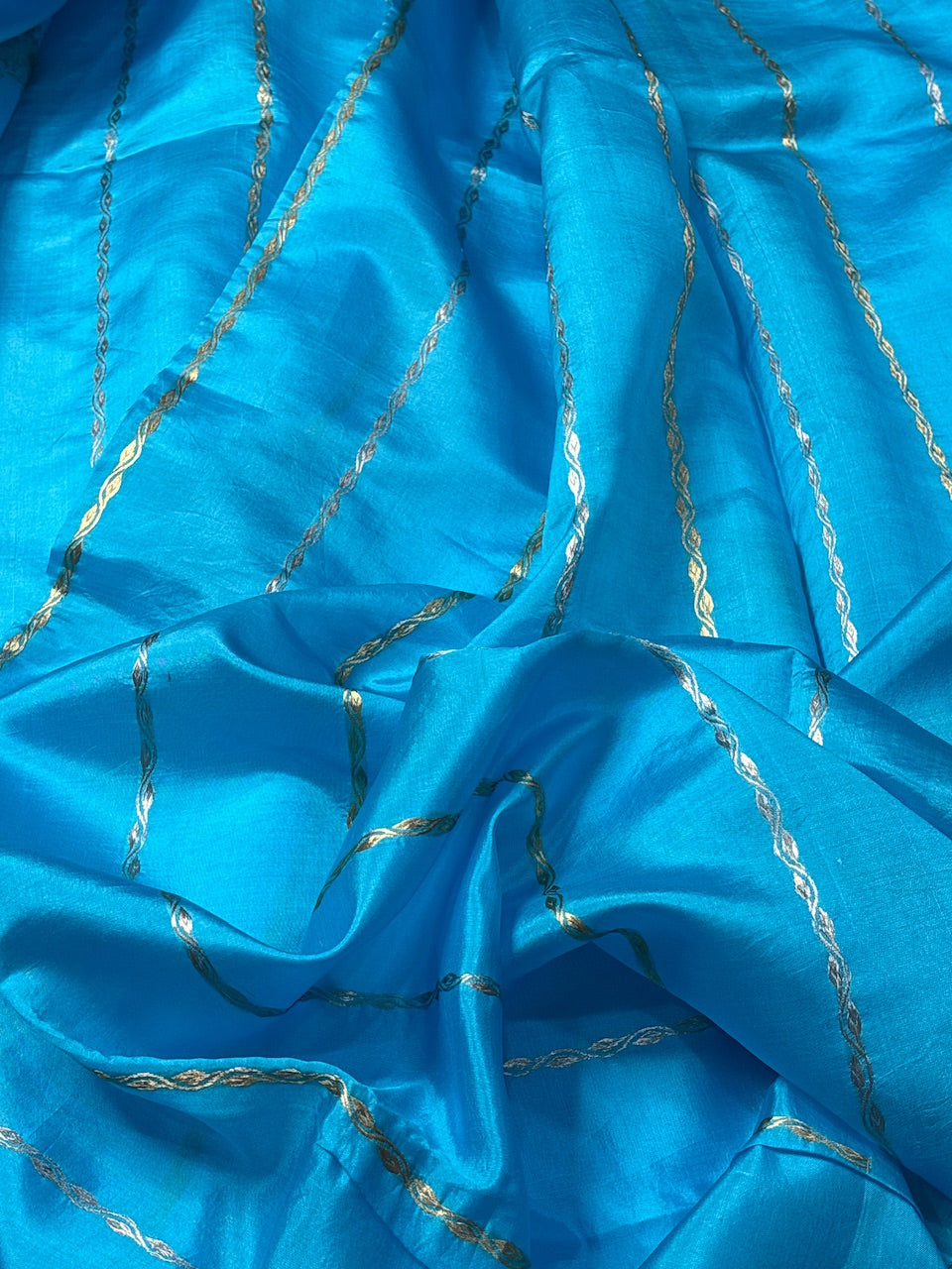Aqua Blue Mango Katan Banarasi Silk Handwoven Saree