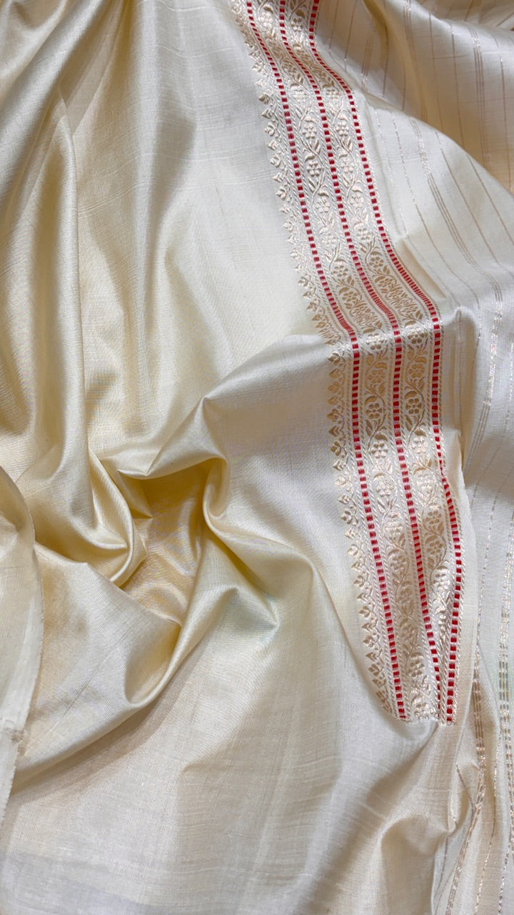 Moonlight White pure Banarasi Silk Saree