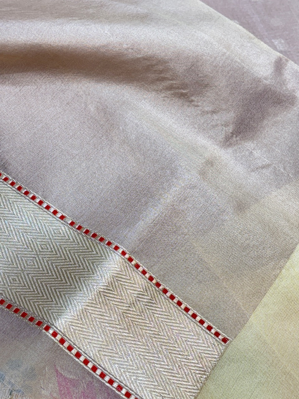 Peach Tissue Banarasi Silk Handwoven Saree