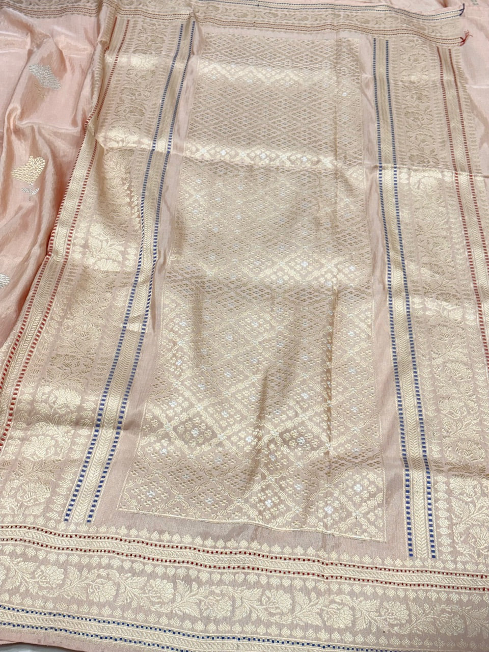Peach Banarasi Tissue Silk Handwoven Saree