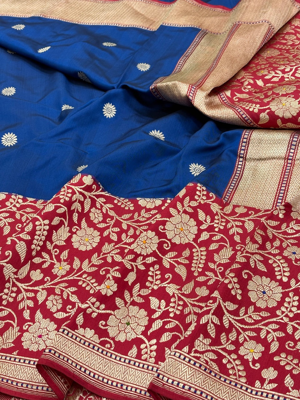 Blue Pure Banarasi Ektara Silk Handwoven Saree