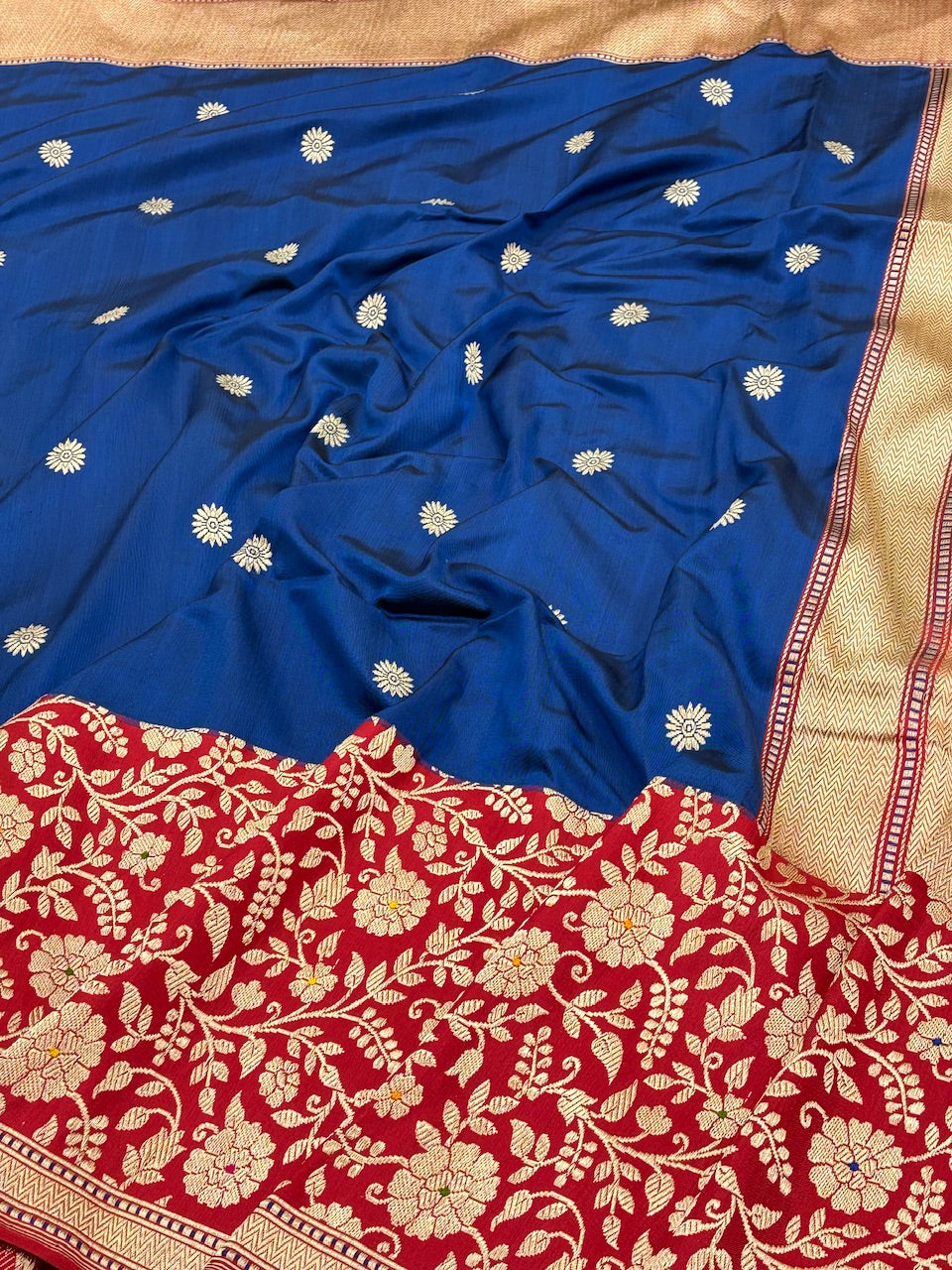 Blue Pure Banarasi Ektara Silk Handwoven Saree