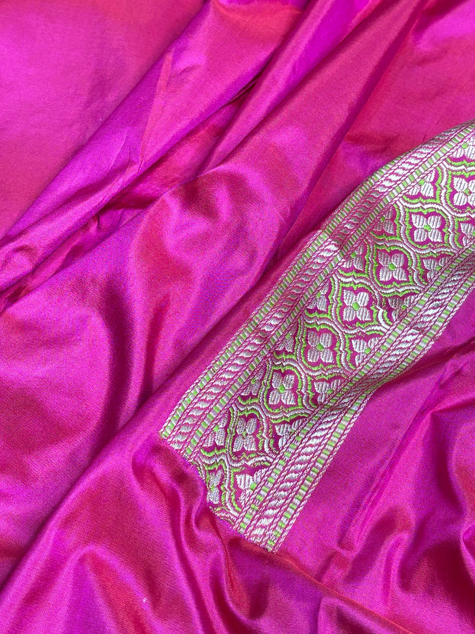 Rani Pink Pure Banarasi Katan Silk Handloom Saree