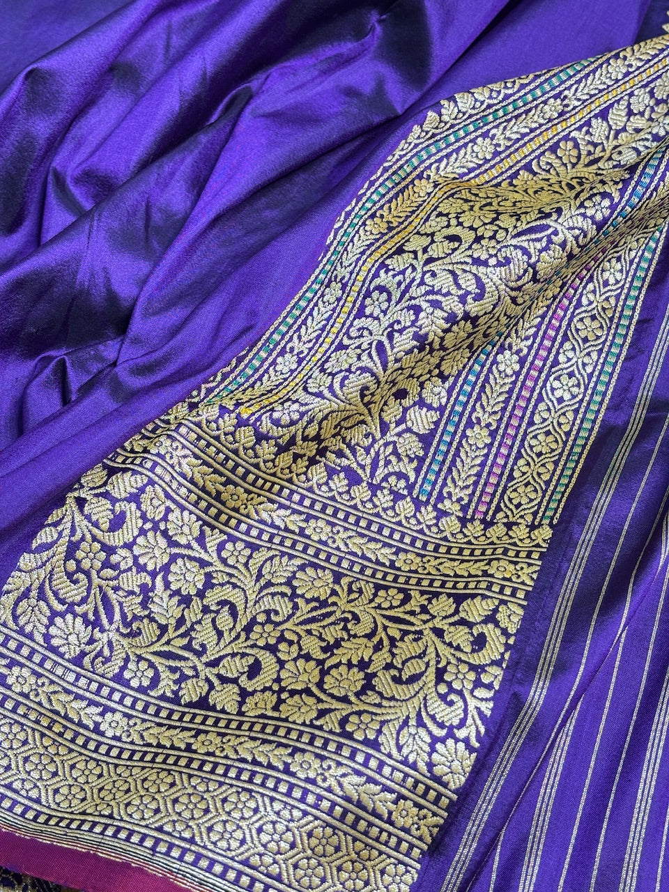 Cabari Purple Pure Banarasi Katan Silk Handloom Saree