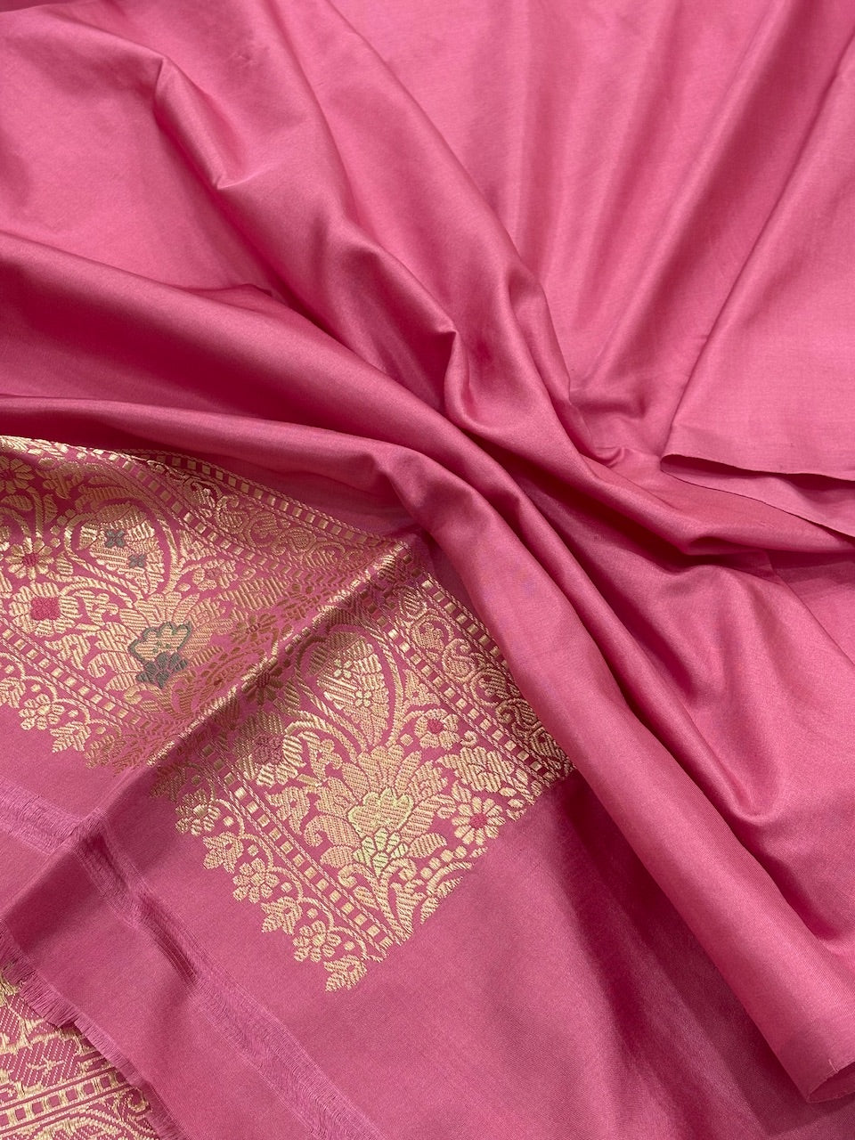 Peach Banarasi Pure Katan Silk Handwoven Saree