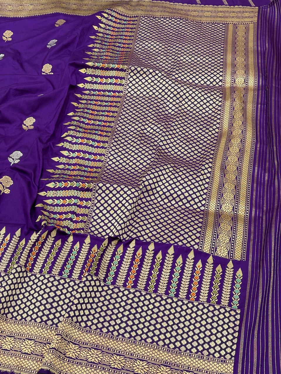 Purple Banarasi Pure Katan Silk Handwoven Saree