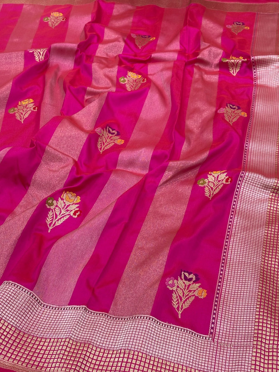 Rani Pink Banarasi Pure Katan Silk Handwoven Saree