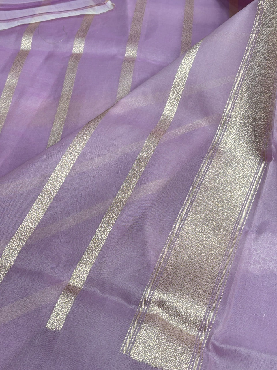 Lavender Banarasi Kora Silk Handwoven Saree