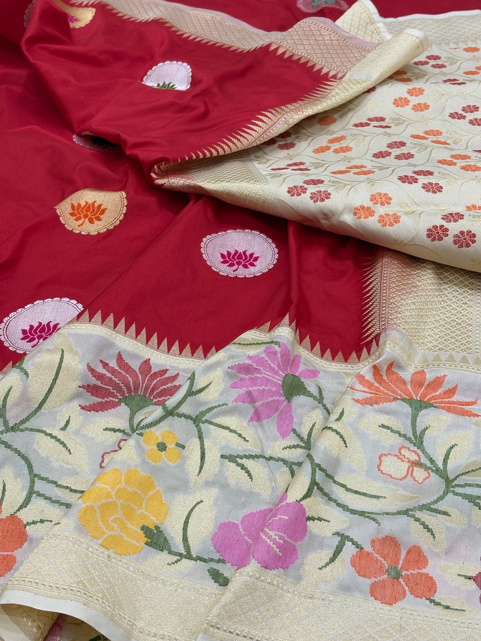 Red Banarasi Pure Katan Silk Handwoven Saree