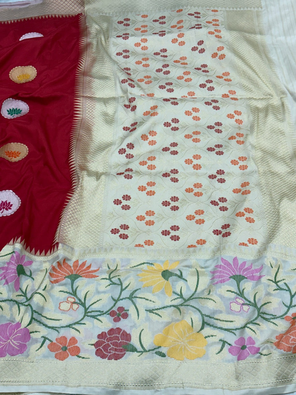 Red Banarasi Pure Katan Silk Handwoven Saree