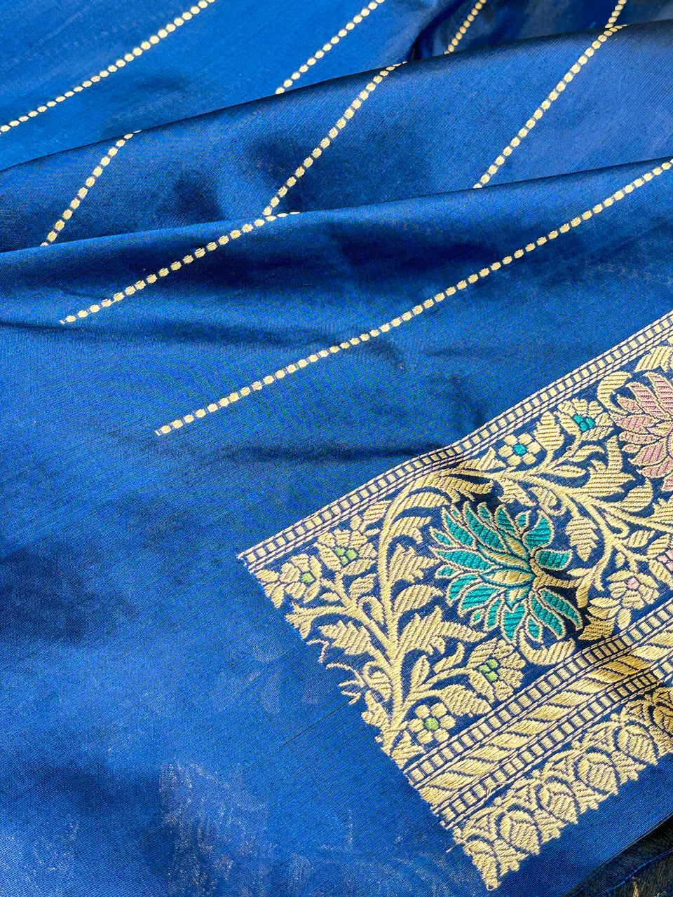 Royal Blue Pure Banarasi Katan Silk Handwoven Saree