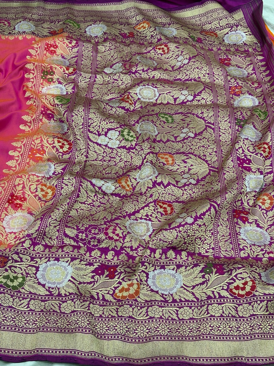 Rani Pink Pure Banarasi Ektara Silk Handwoven Saree