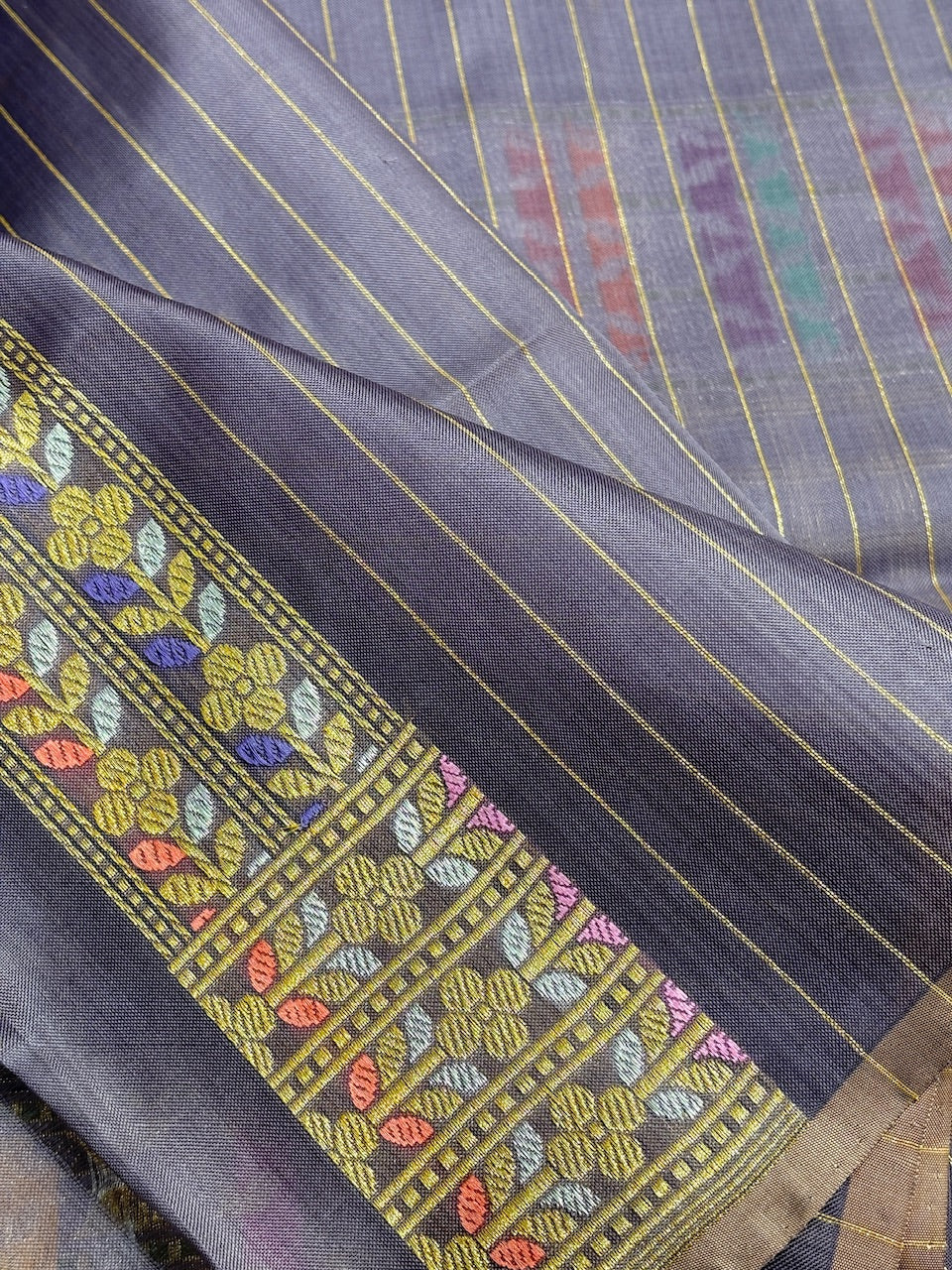 Lavender Banarasi Kora Silk Handwoven Saree