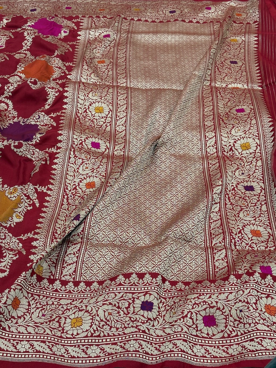 Red Banarasi Pure Katan Silk Rangkaat Handwoven Saree