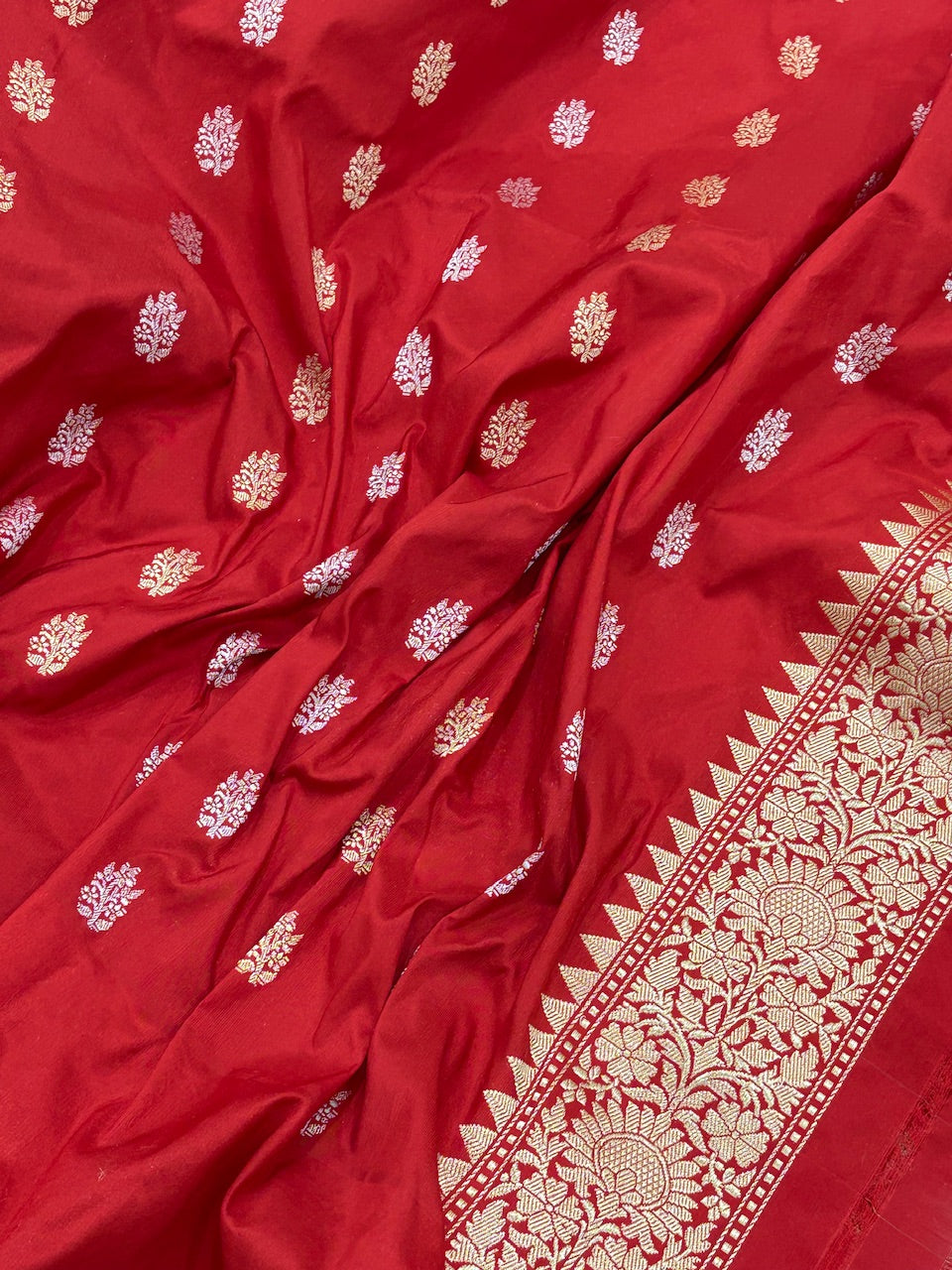 Peach Banarasi Tissue Silk Handwoven Saree