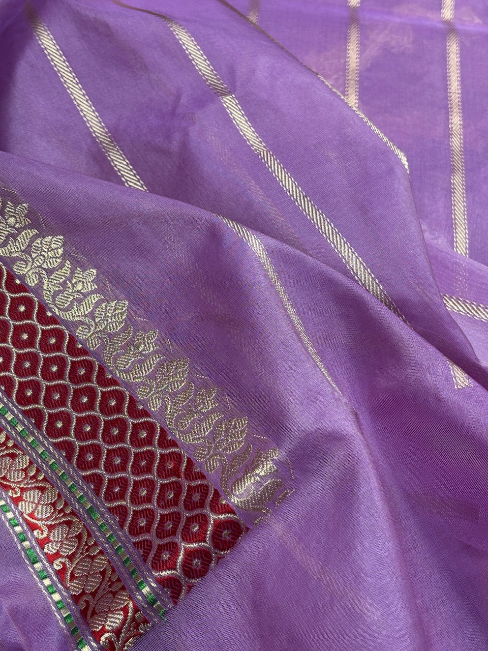 Lavender Tissue Banarasi Silk Handwoven Saree