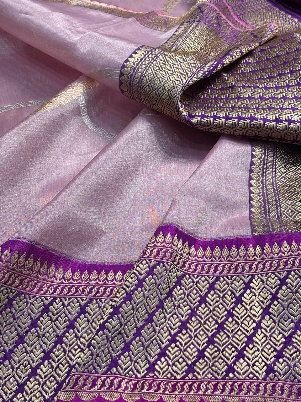 Pink Tissue Banarasi Silk Handwoven Saree