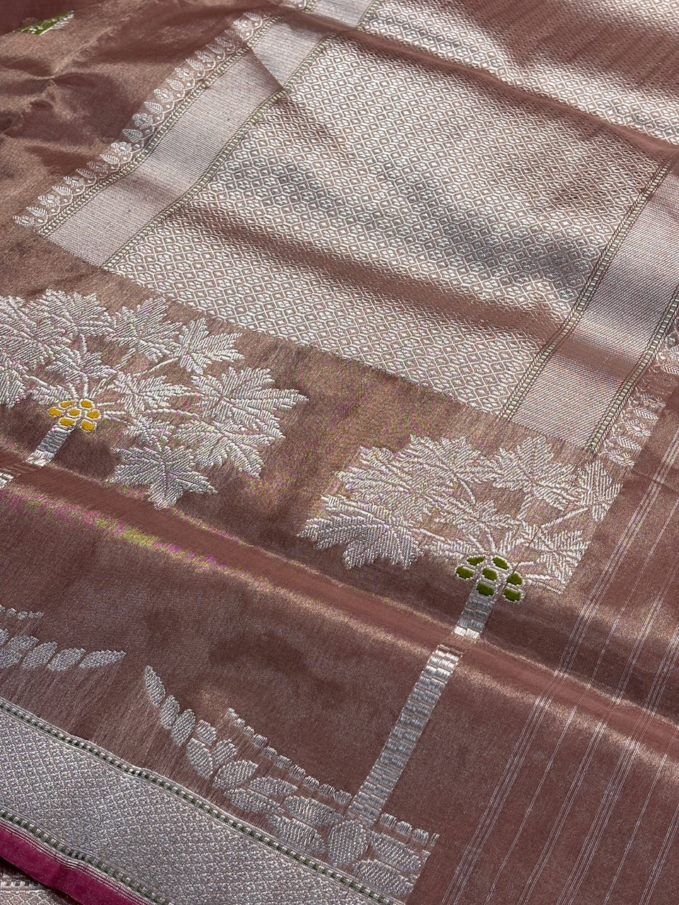Champagne Gold Tissue Banarasi Silk Handwoven Saree