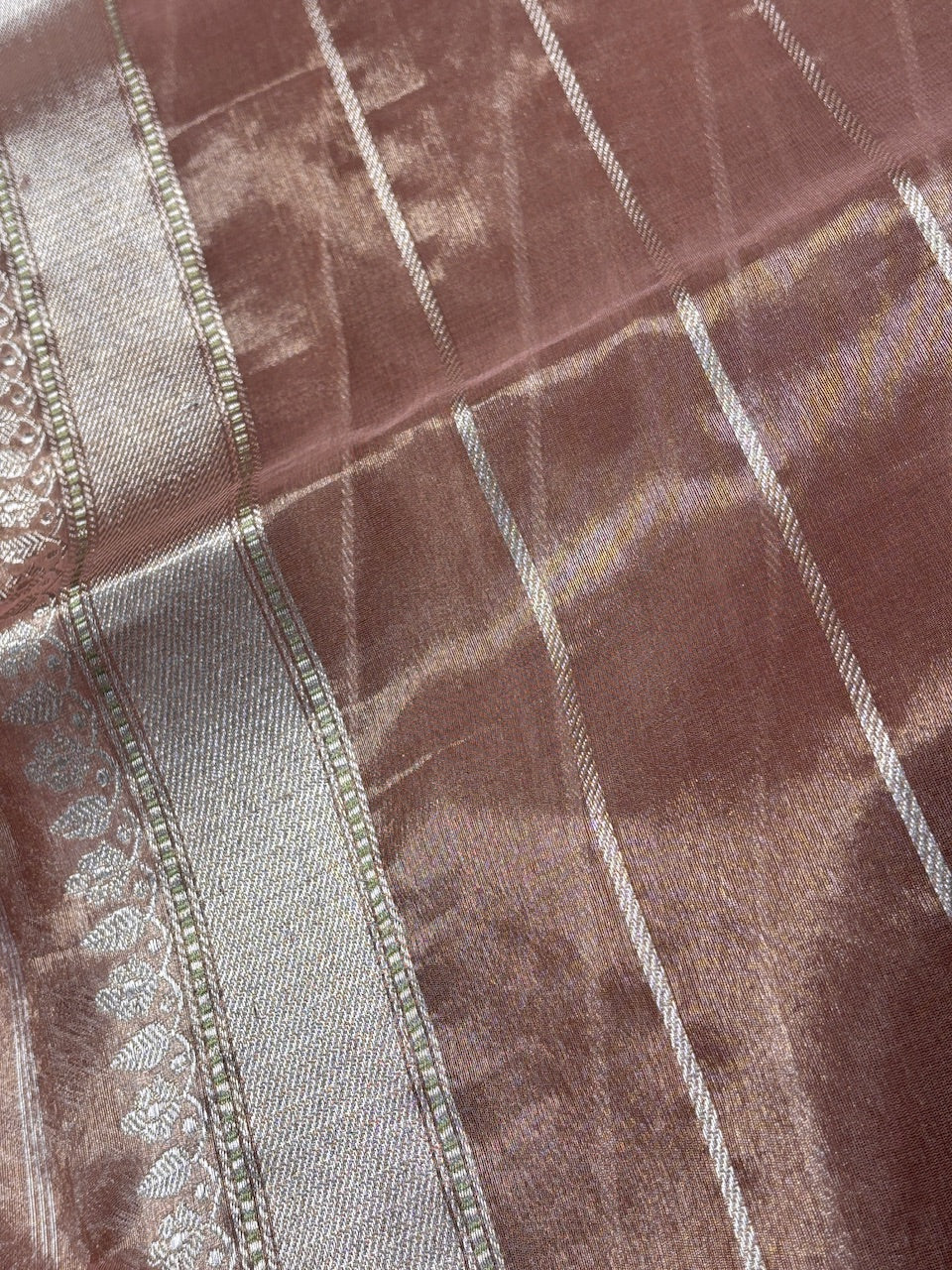 Champagne Gold Tissue Banarasi Silk Handwoven Saree