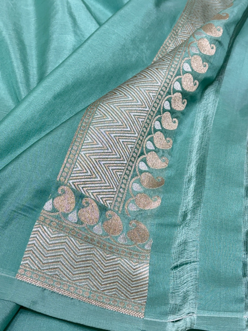 Sea Blue Pure Banarasi Katan Silk Handwoven Saree