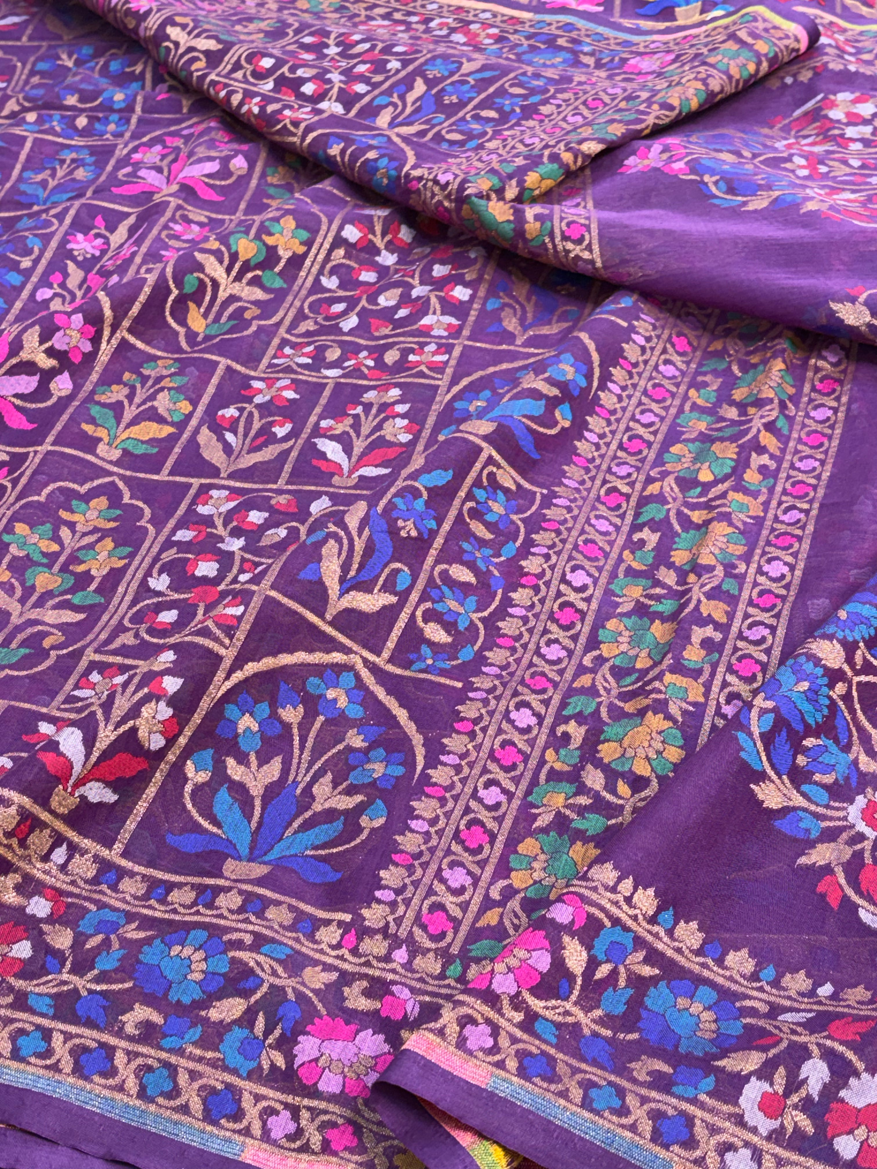 Royal Purple Pure Cotton Ektara Jamdani Saree