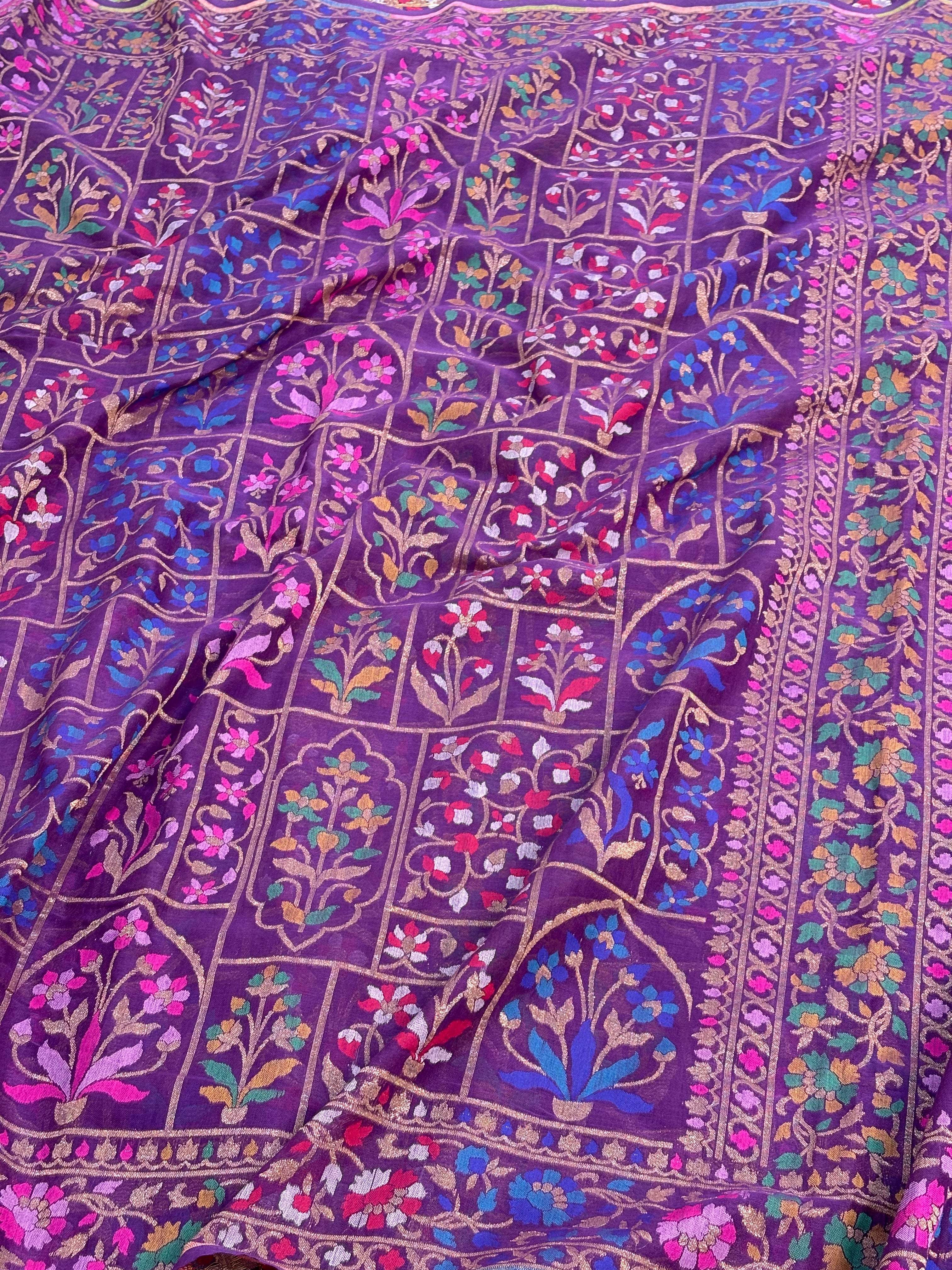 Royal Purple Pure Cotton Ektara Jamdani Saree
