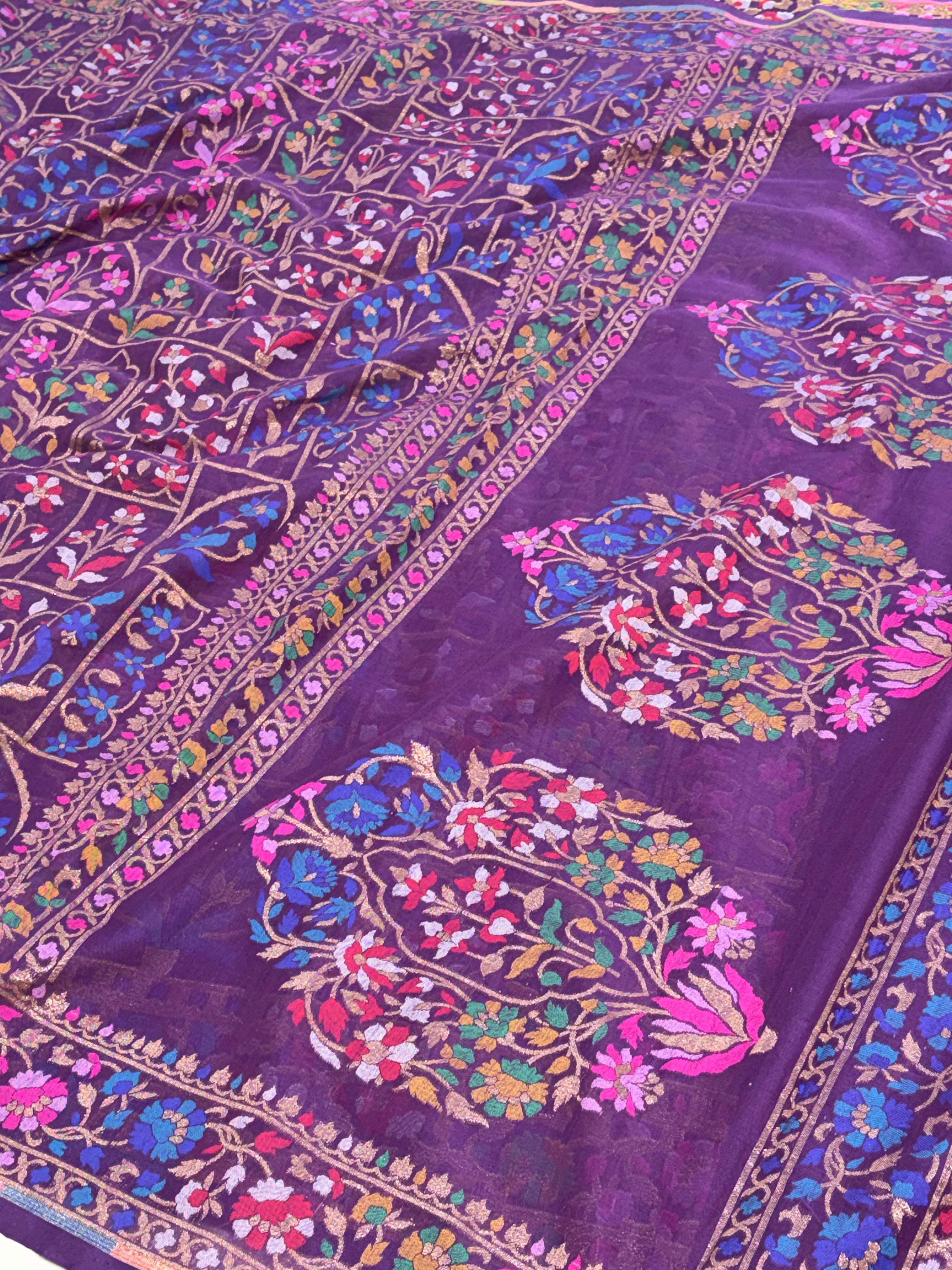 Royal Purple Pure Cotton Ektara Jamdani Saree