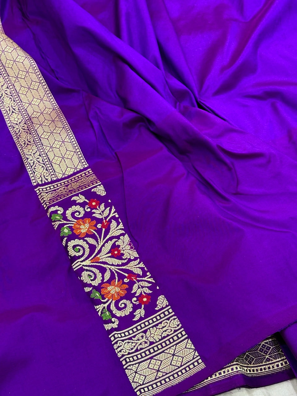 Ice Blue Banarasi Tissue Silk Handwoven Saree