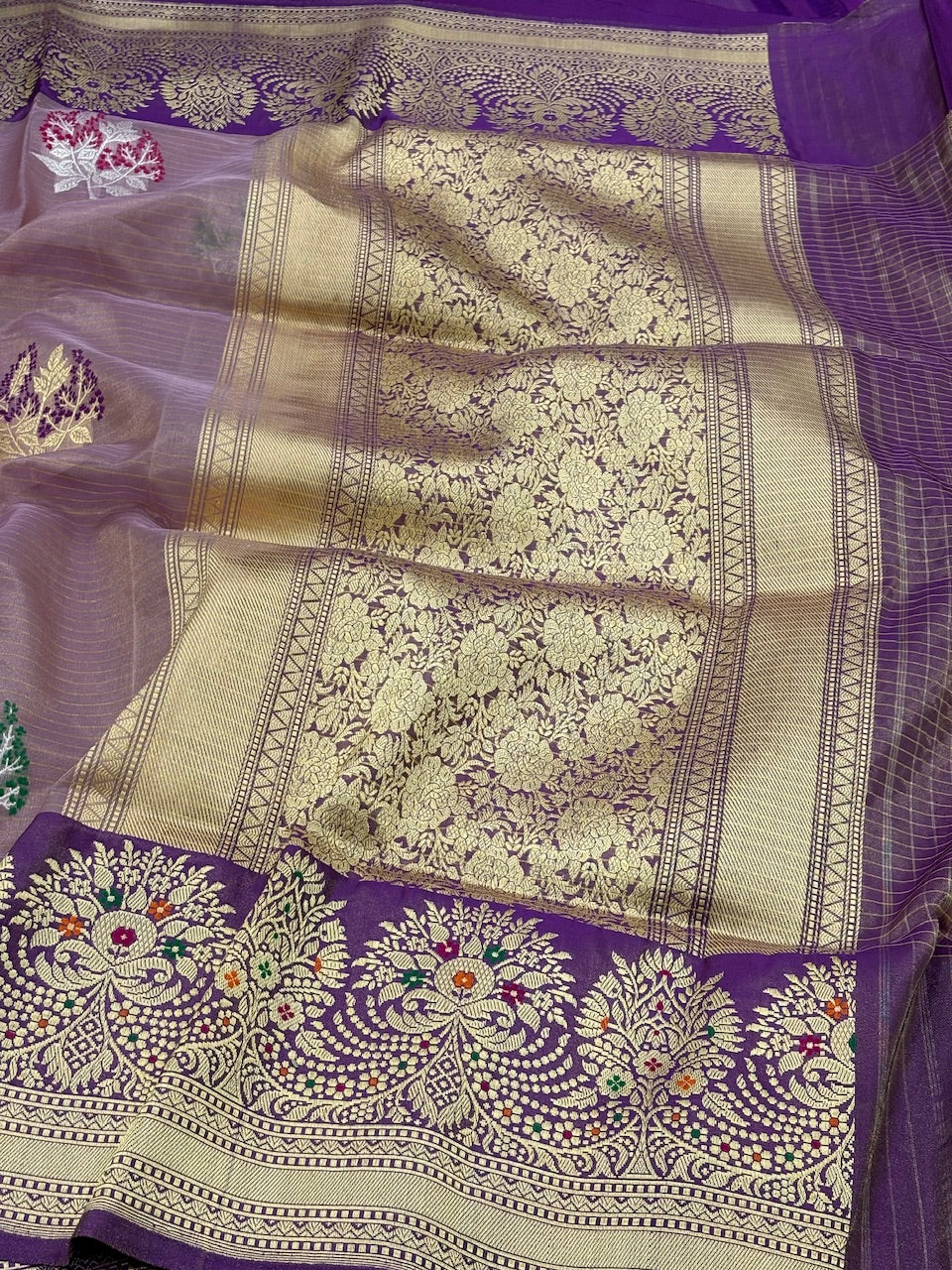 Lavender Banarasi Tissue Silk Handwoven Saree