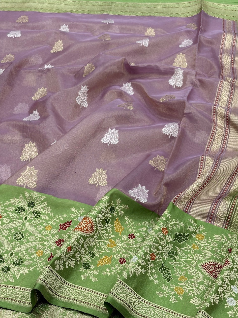 Mauve Banarasi Tissue Silk Handwoven Saree