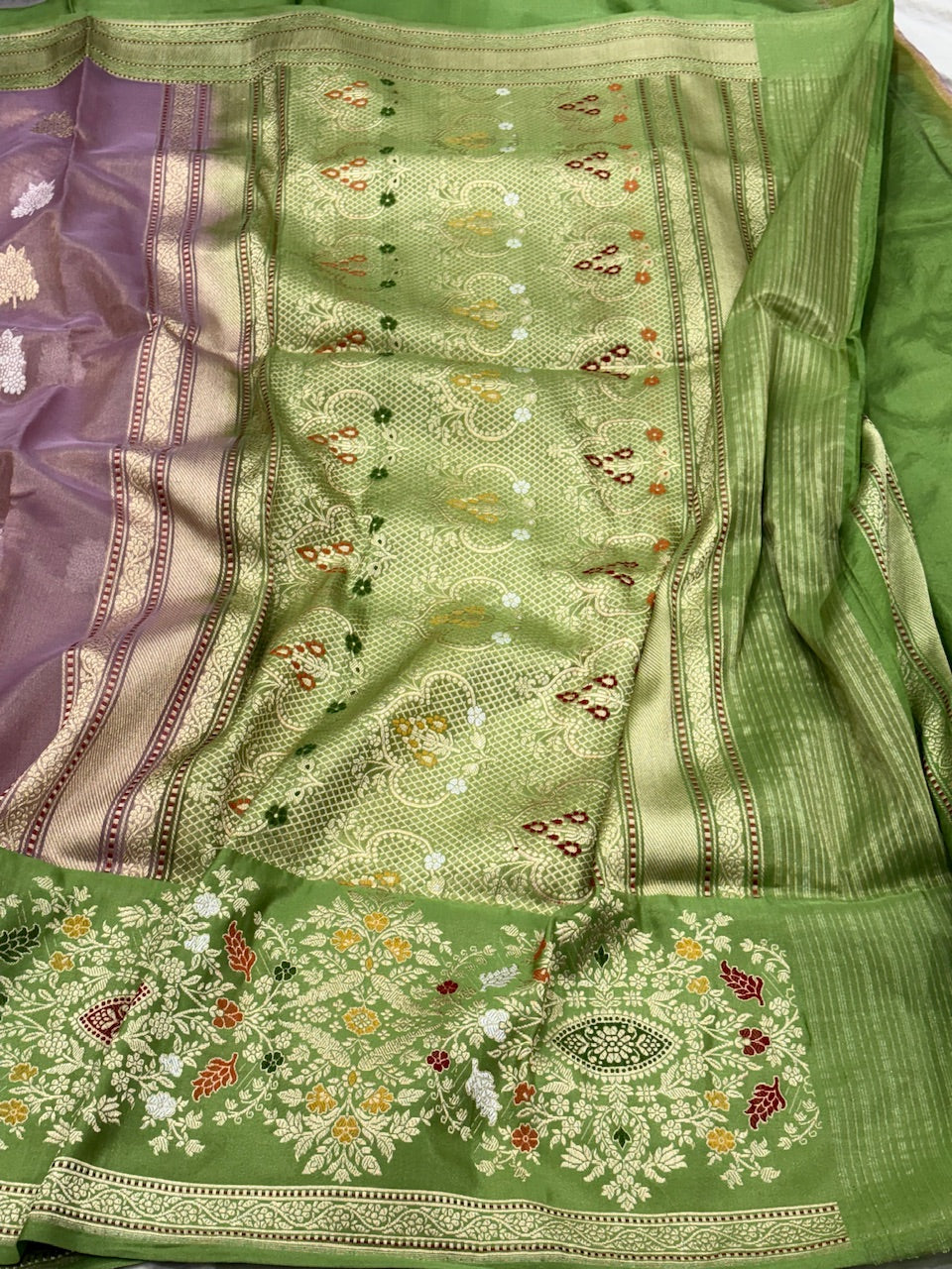 Mauve Banarasi Tissue Silk Handwoven Saree