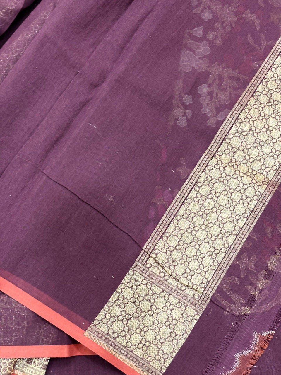 Coffee Brown Banarasi cotton Jamdani handloom Saree