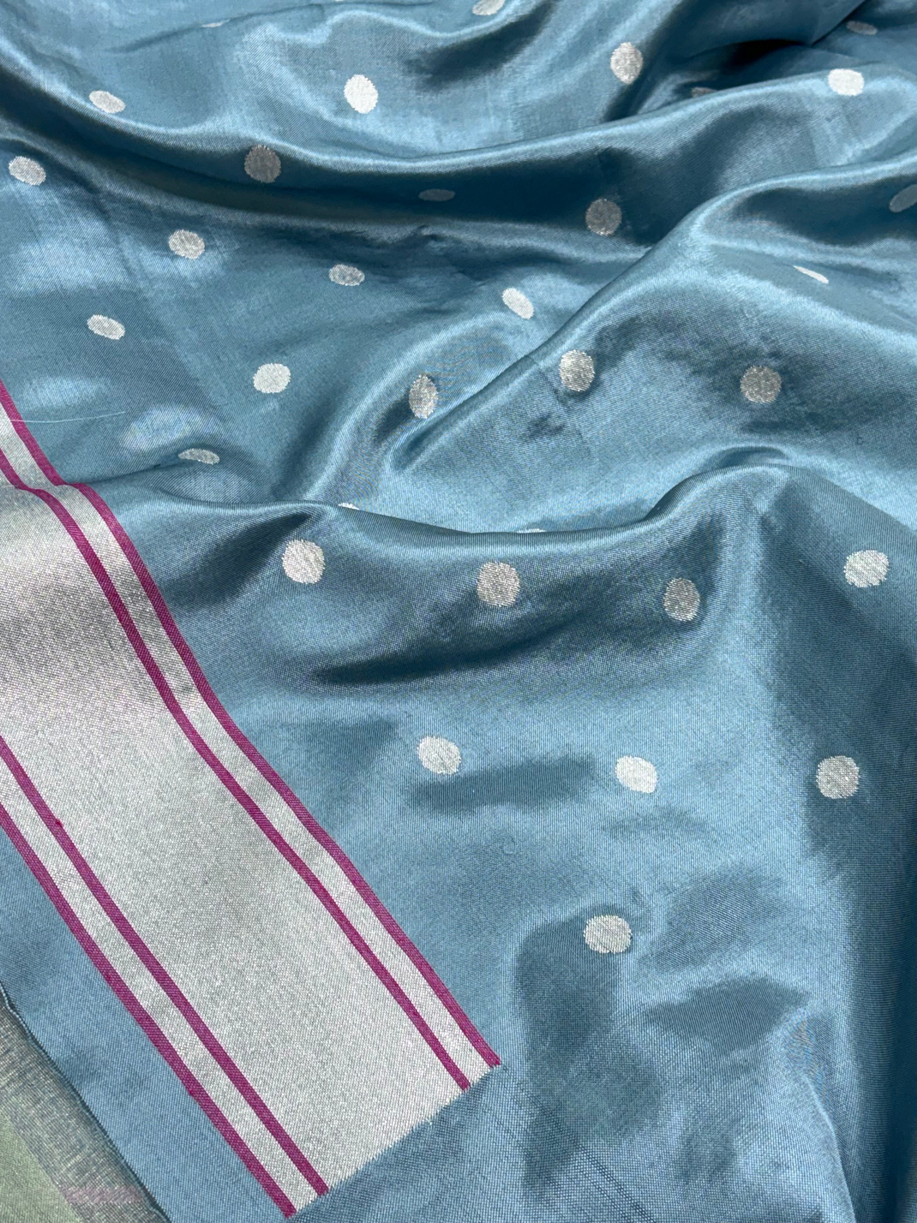 Sea Green Handwoven Tissue Banarasi Jamdani Saree