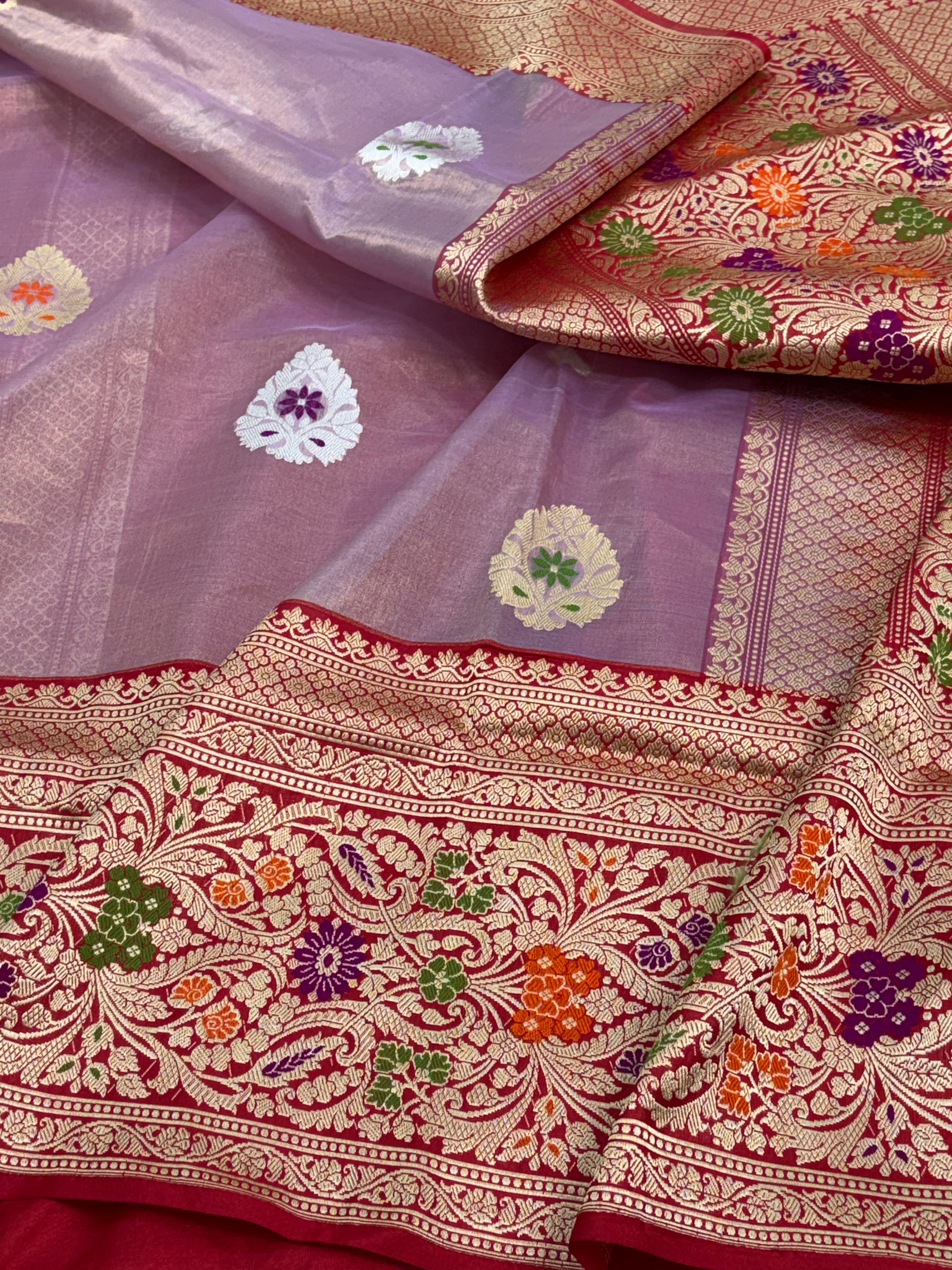 Gold Spinning Meenakari Banarasi Saree