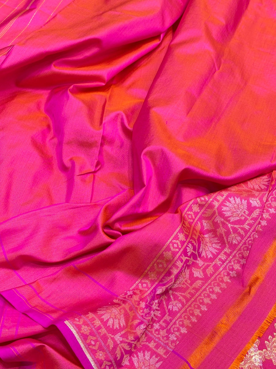 Pink Silk Jamdani Saree with Zari Weaves