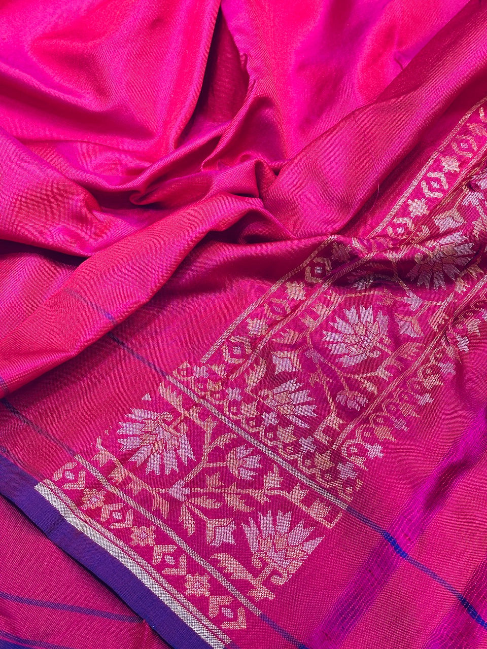 Pink Ektara Silk Jamdani Saree with Zari Weaves