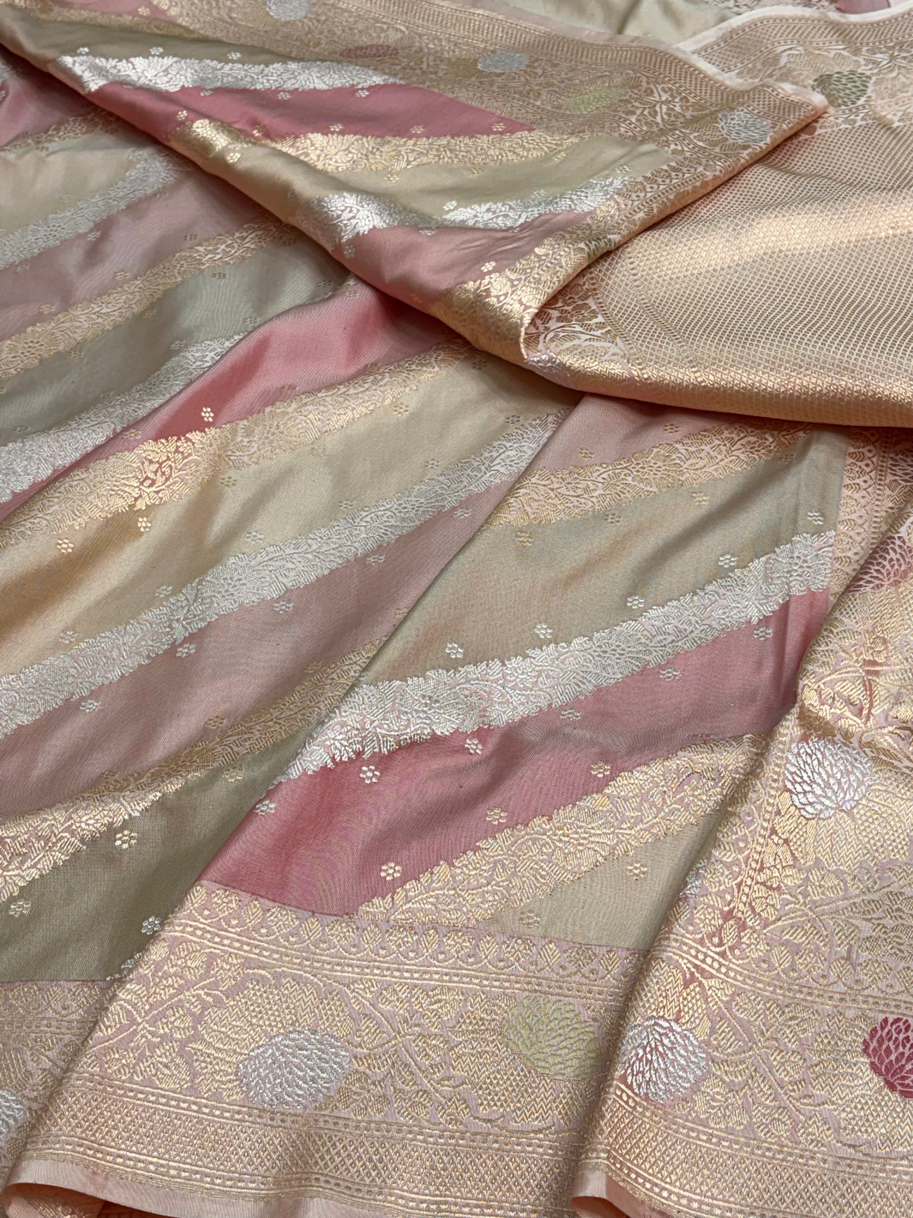 Pastel Multicolor Handwoven Pure Banarasi Katan Silk Saree