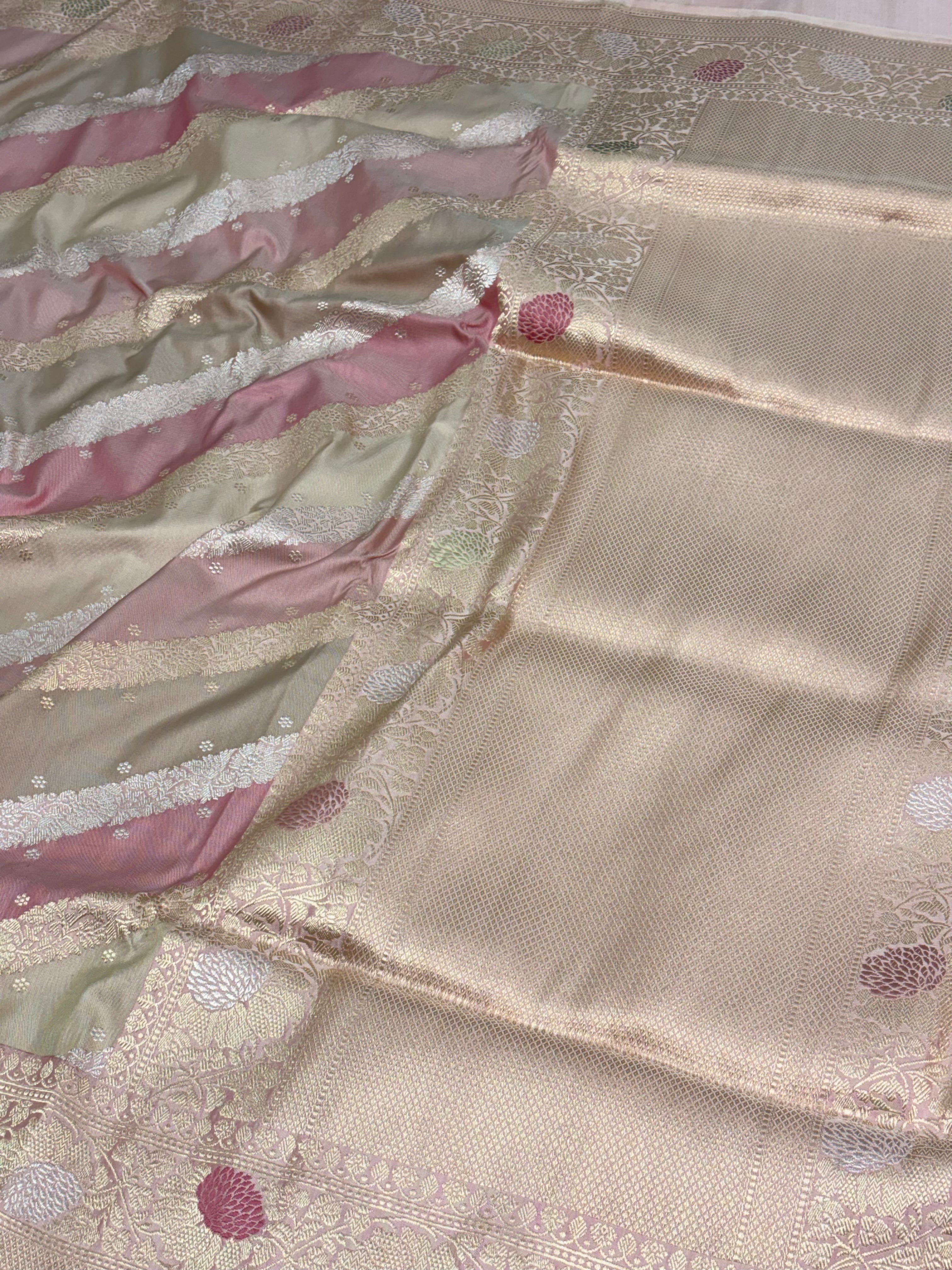 Pastel Multicolor Handwoven Pure Banarasi Katan Silk Saree