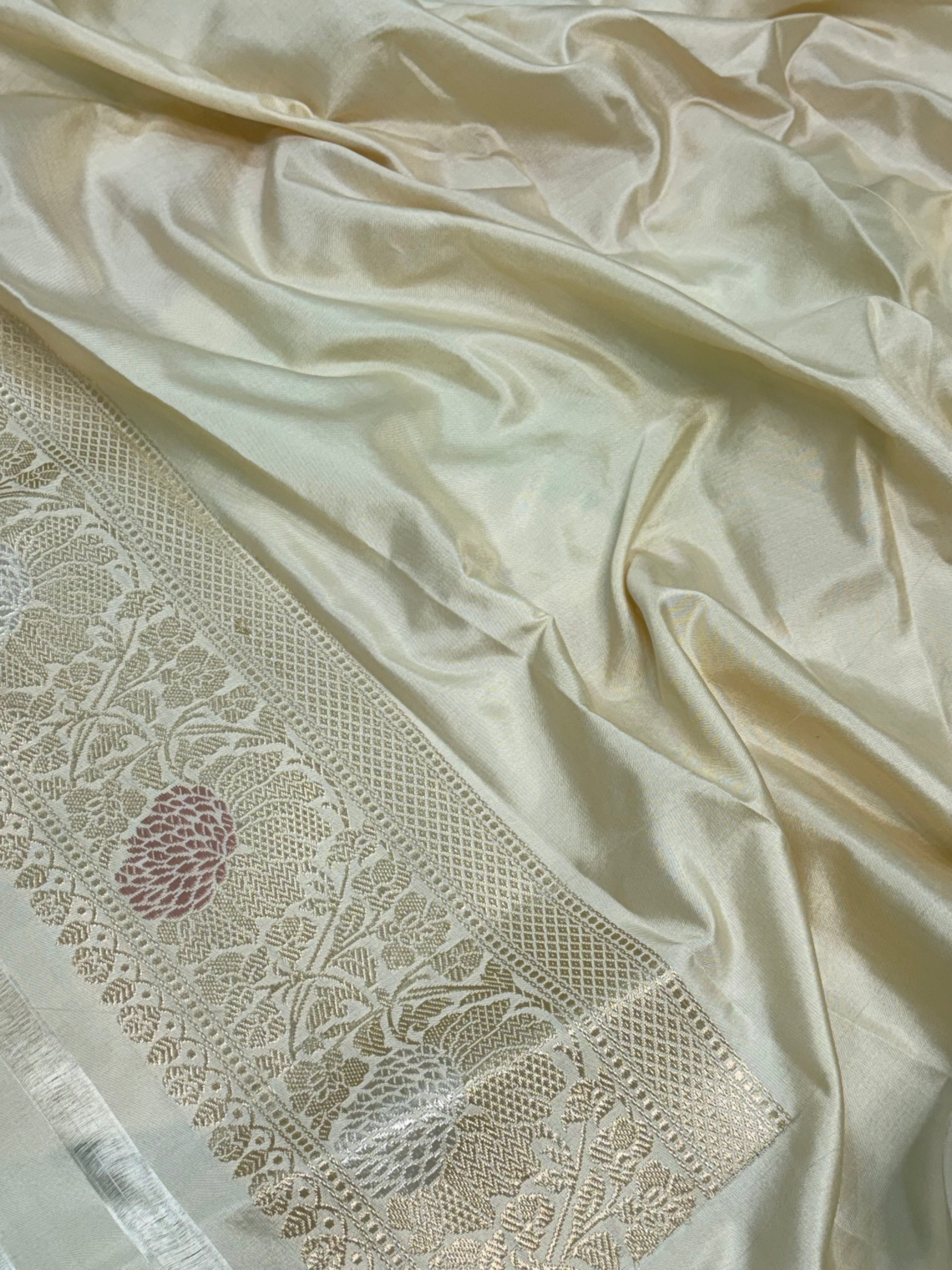 Pastel Banarasi Handwoven Pure Katan Silk Rangkaat Saree