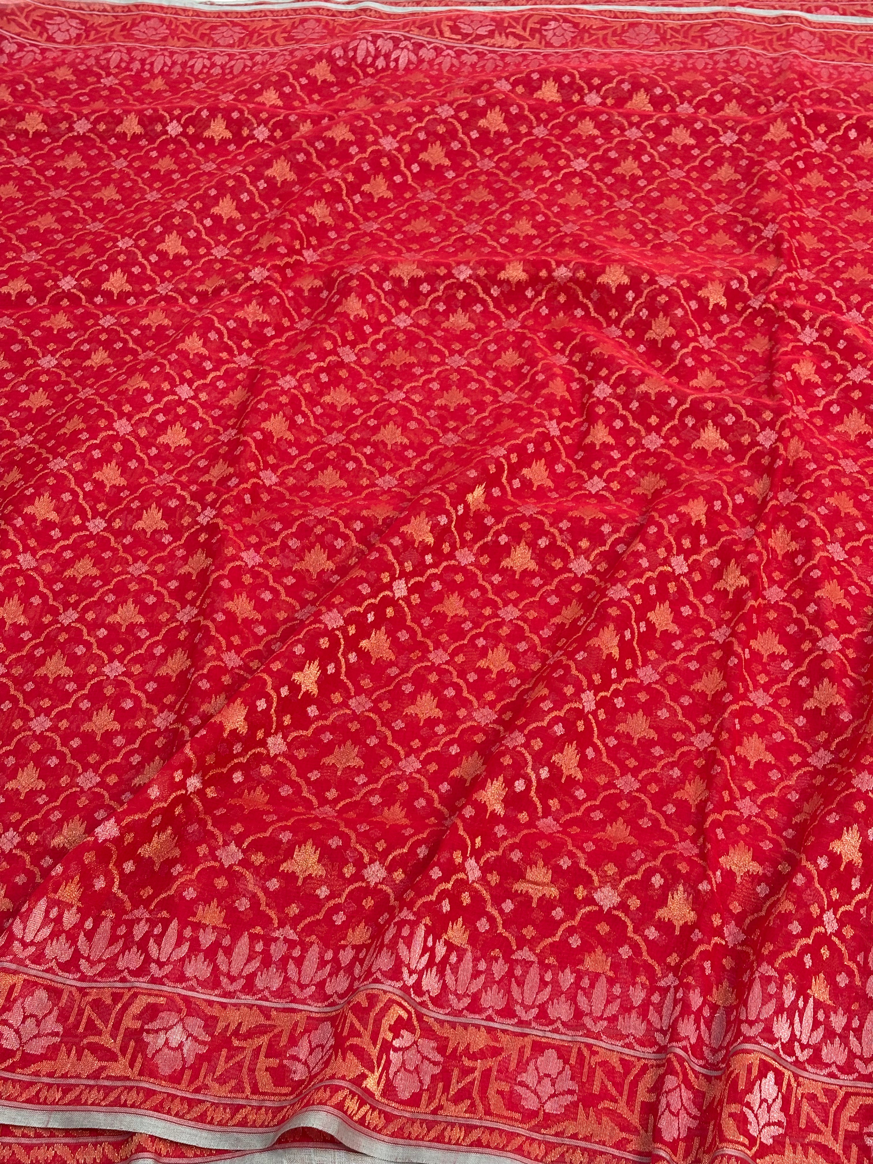Real Zari Raktambari Banarasi Jamdani Saree