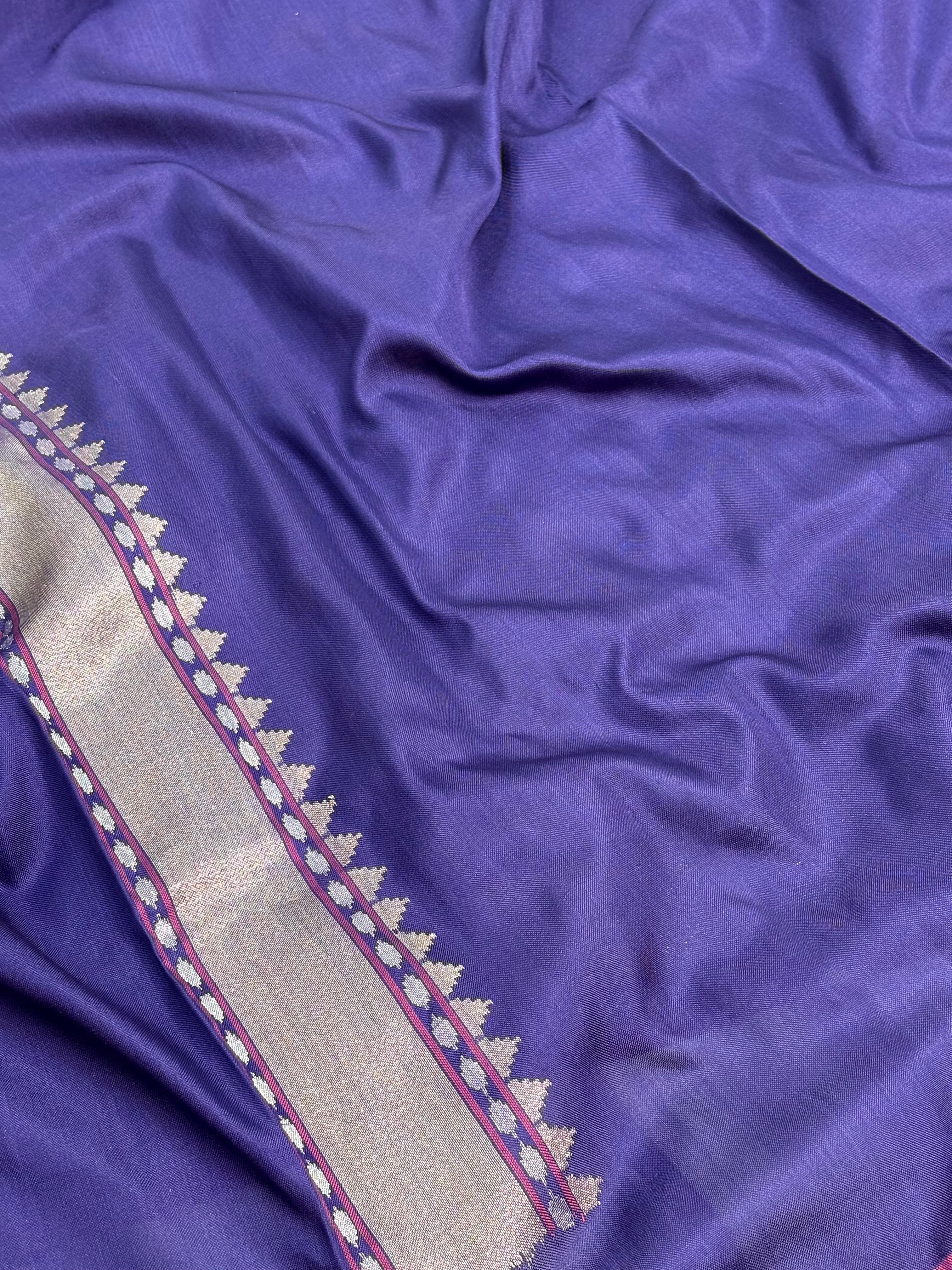 Real Zari Handwoven Nilambari Banarasi Jamdani Saree