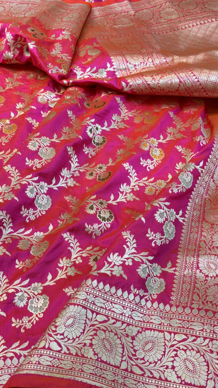 Pink Pure Banarasi Katan Silk Saree
