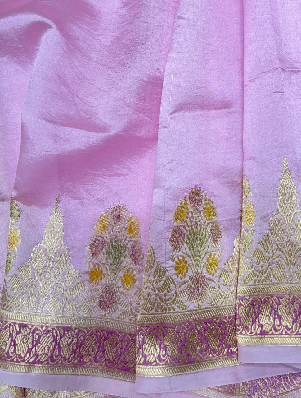 Lavender Pink Banarasi Kora Silk Saree