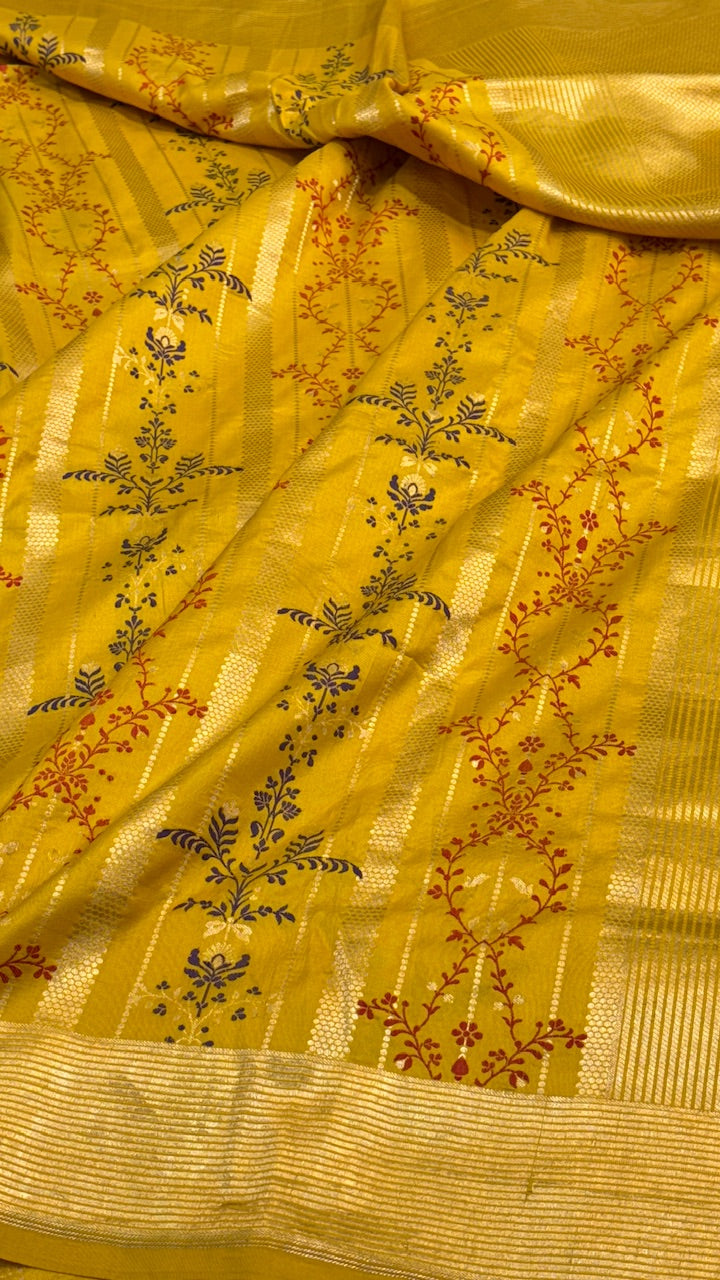 Mustard Yellow Banarasi Katan Brocade Silk Saree