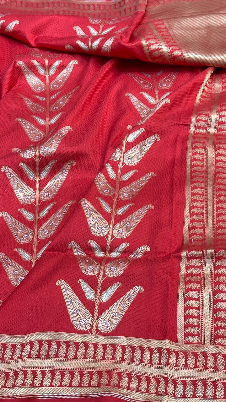 Red Banarasi Katan Brocade Silk Saree