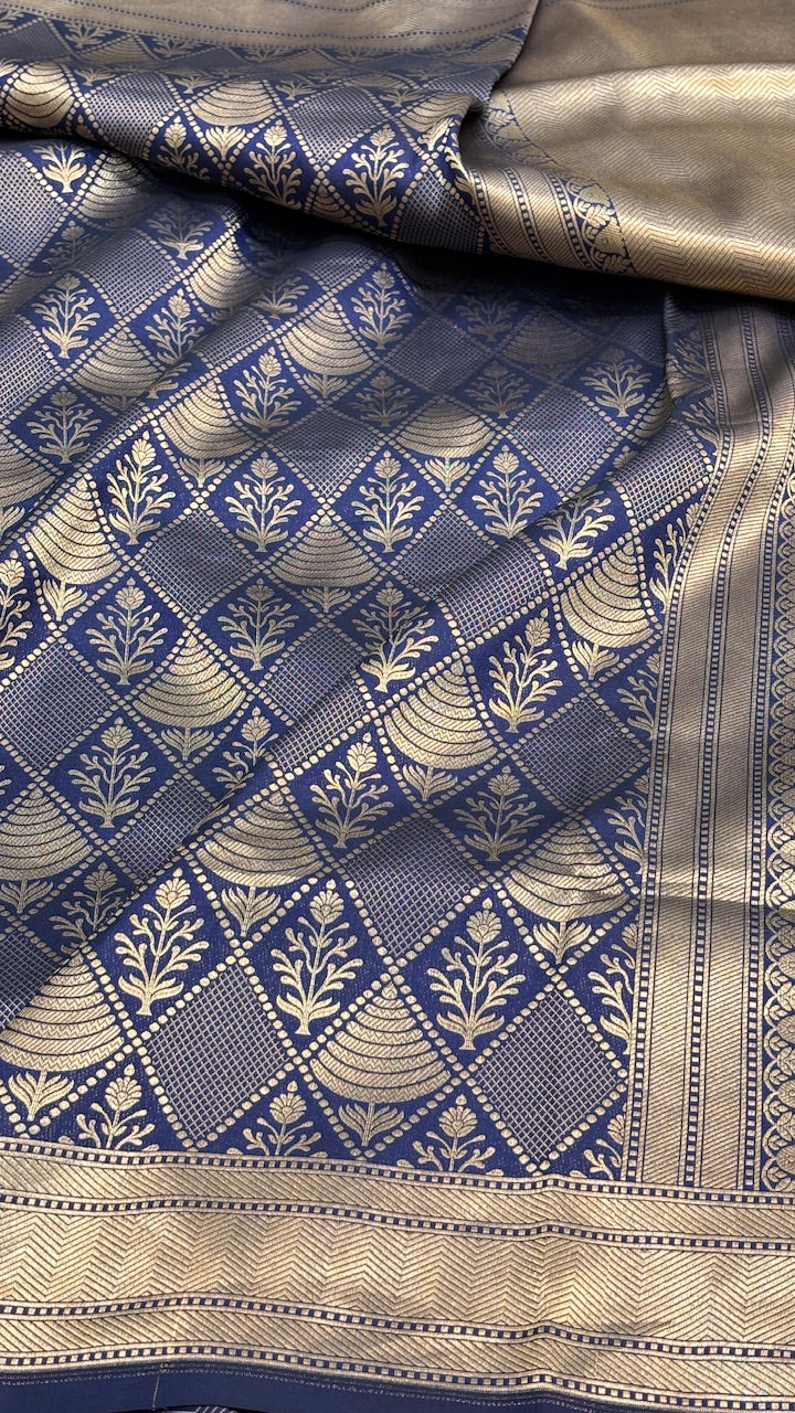 Royal Blue Banarasi Brocade Silk Saree